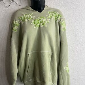 Green floral hoodie